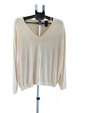 NWT A New Day Cream V-Neck Long Sleeve Summer Sweater Size XXL